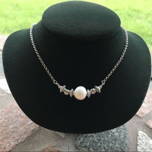 Genuine fresh water pearl steel choker necklace